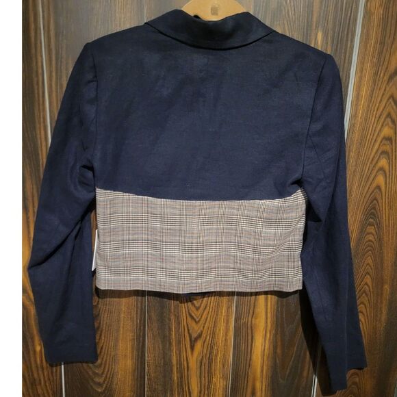 NWT Jason Wu Crop Jacket Navy Houndstooth XS Orig $320 One of a Kind - Picture 3 of 5